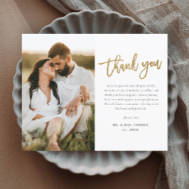 Cartão de Agradecimento de Casamento com Foto Scri