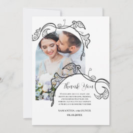 Cartão de Agradecimento de Casamento com Foto Simp