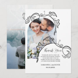Cartão de Agradecimento de Casamento com Foto Simp