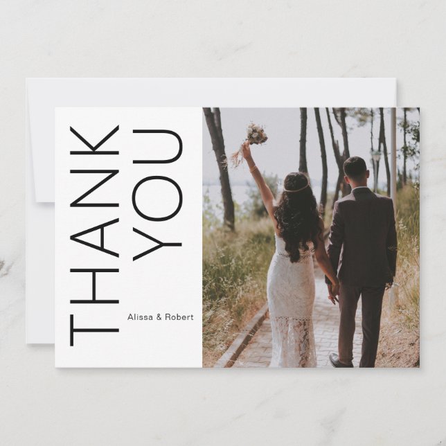 Cartão de Agradecimento de Casamento com Foto Simp (Frente)