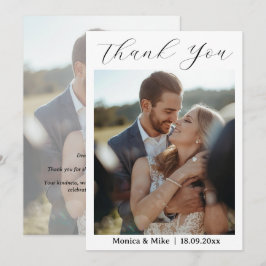 Cartão de Agradecimento de Casamento com Foto Simp