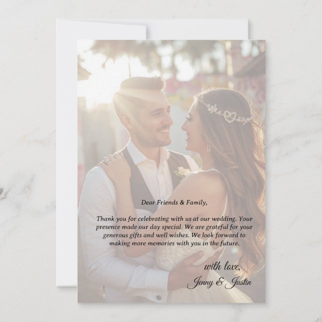 Cartão de Agradecimento de Casamento com Foto Simp (Verso)