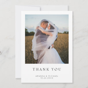 Cartão de Agradecimento de Casamento com Foto Simp