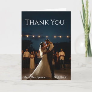 Cartão de Agradecimento de Casamento com Foto Simp