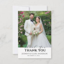 Cartão de Agradecimento de Casamento com Foto Simp