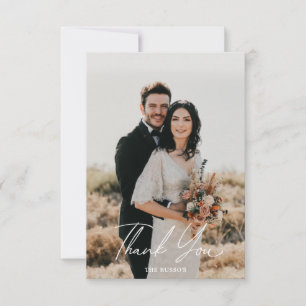 Cartão de agradecimento de casamento com foto simp