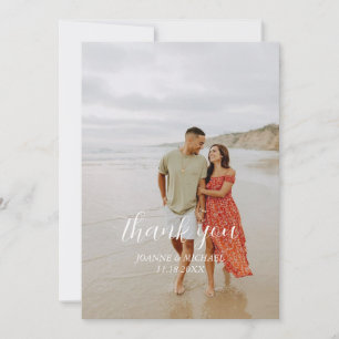 Cartão de Agradecimento de Casamento com Foto Simp