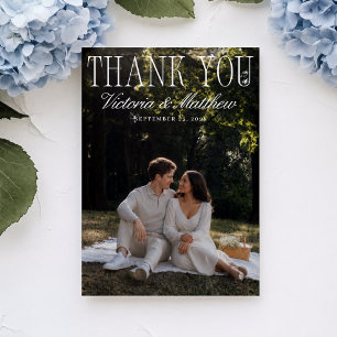 Cartão de Agradecimento de Casamento com Foto Simp