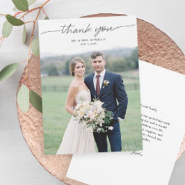 Cartão de Agradecimento de Casamento com Foto Simp