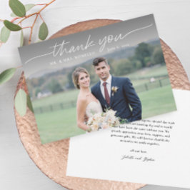Cartão de Agradecimento de Casamento com Foto Simp