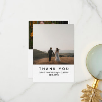 Cartão de Agradecimento de Casamento com Foto Simp