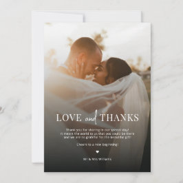 Cartão de Agradecimento de Casamento com Foto Simp