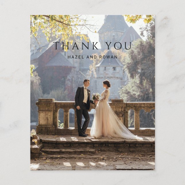 Cartão de Agradecimento de Casamento com Foto Simp (Frente)