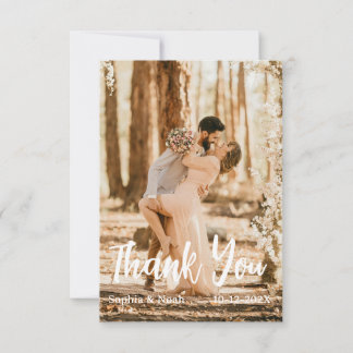 Cartão de Agradecimento de Casamento com Foto Simp
