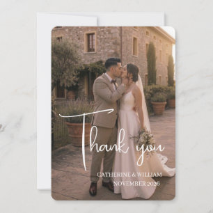 Cartão de Agradecimento de Casamento com Foto Trad