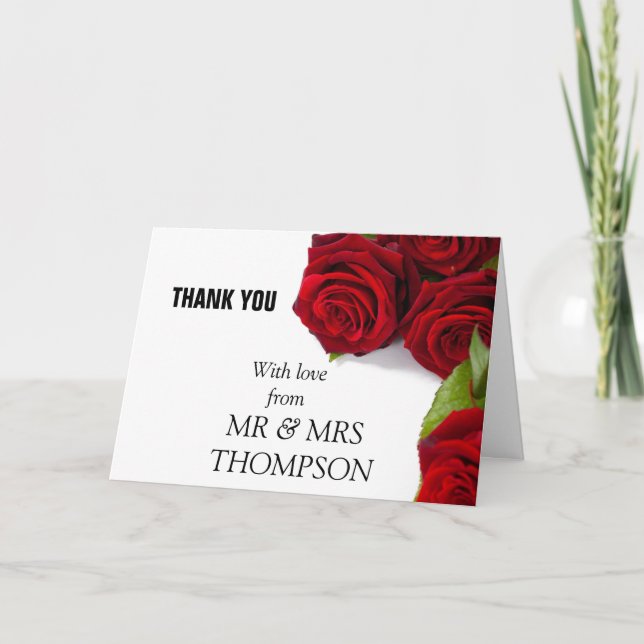 Cartão de Agradecimento de Casamento com Grinalda  (Frente)