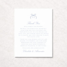 Cartão de Agradecimento de Casamento com Laço Azul