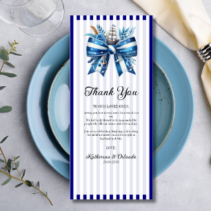 Cartão de Agradecimento de Casamento com Laço Azul