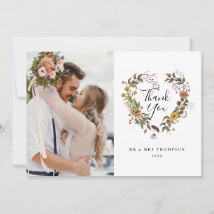 Cartão de Agradecimento de Casamento com Letra Ele