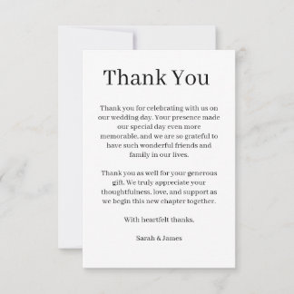 Cartão de Agradecimento de Casamento com Letra Mod