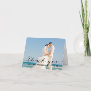 Cartão de Agradecimento de Casamento com Letra Sim