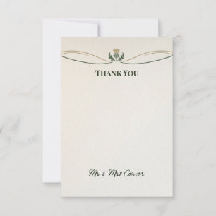 Cartão de Agradecimento de Casamento com Linha Flo