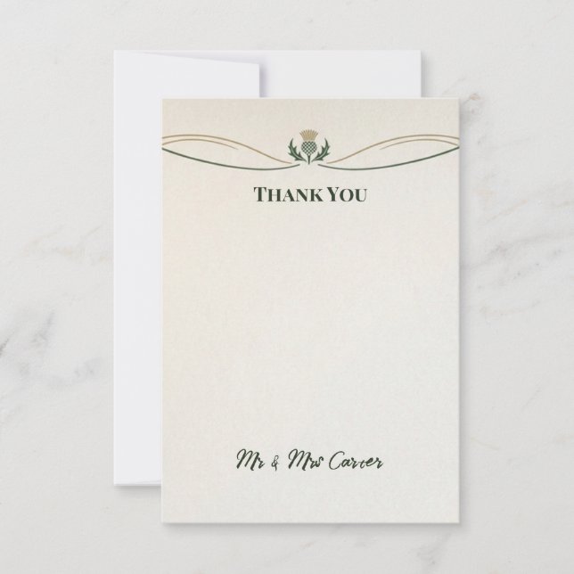 Cartão de Agradecimento de Casamento com Linha Flo (Frente)