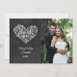 Cartão de agradecimento de casamento com lousa em 