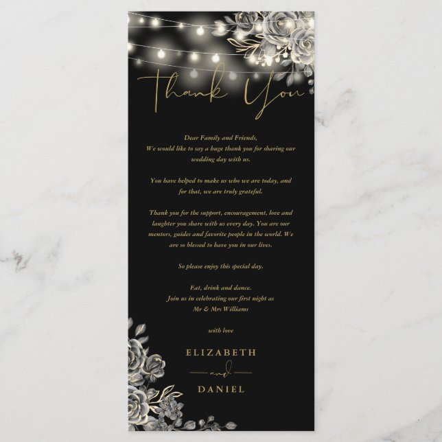 Cartão de Agradecimento de Casamento com Luzes de  (Frente)