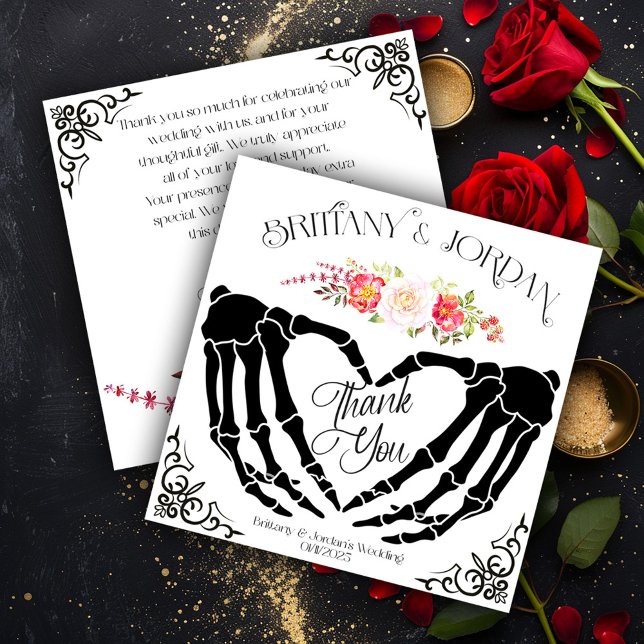 Cartão de Agradecimento de Casamento com Mãos Esqu (Criador carregado)