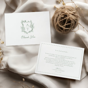 Cartão de Agradecimento de Casamento com Monograma