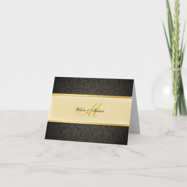 Cartão de Agradecimento de Casamento com Monograma (Frente)