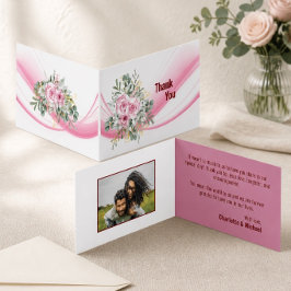 Cartão de Agradecimento de Casamento com Onda Rosa