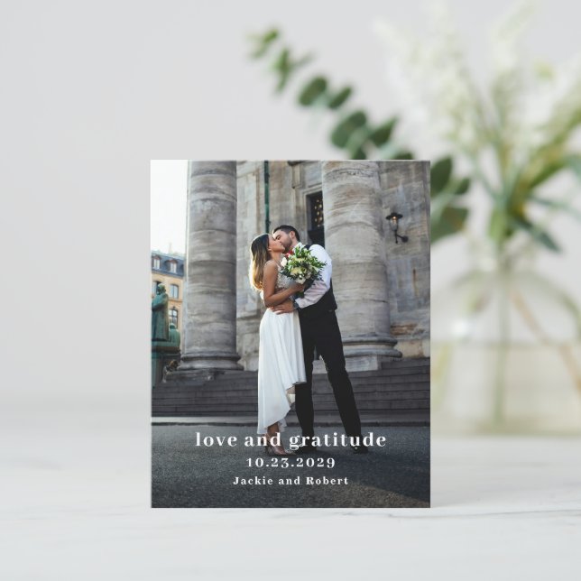 Cartão de agradecimento de casamento com orçamento (Em pé/Frente)