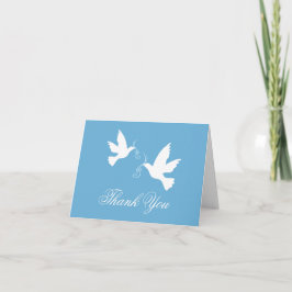 Cartão de agradecimento de casamento com pombas az