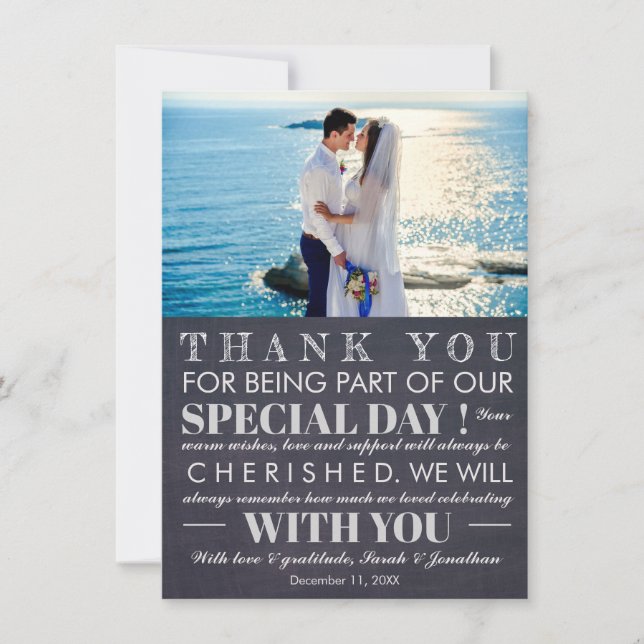 Cartão de Agradecimento de Casamento com Quadro de (Frente)