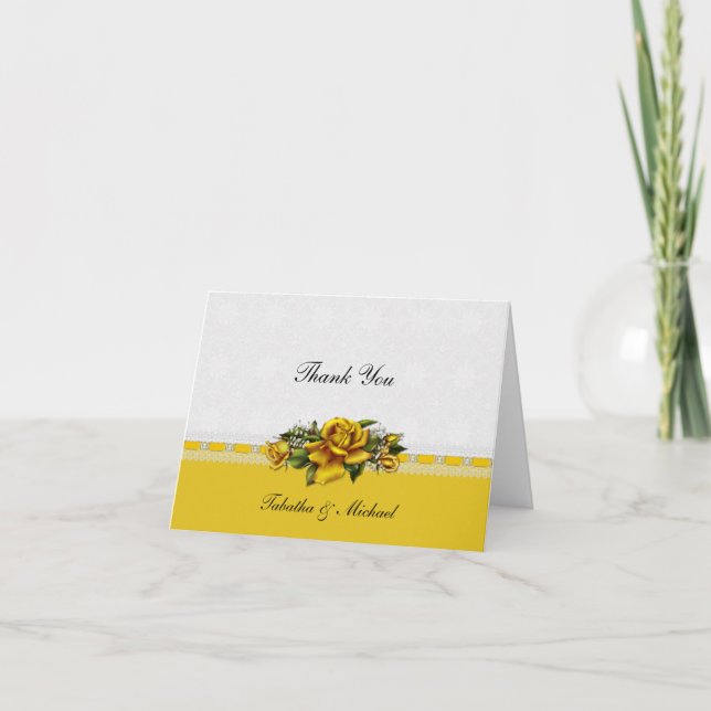 Cartão de Agradecimento de Casamento com Rosas Ama (Frente)