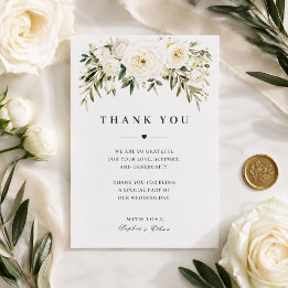 Cartão de Agradecimento de Casamento com Rosas Bra