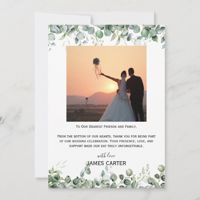 Cartão de Agradecimento de Casamento com Rótulo Mi (Verso)