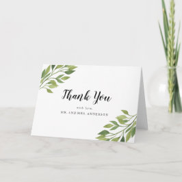cartão de agradecimento de casamento com verde