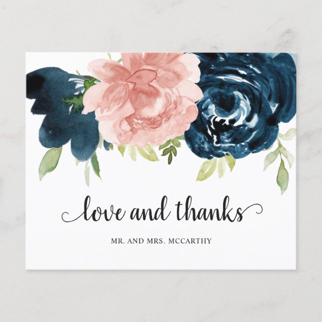 Cartão de agradecimento de casamento cor-de-rosa n (Frente)