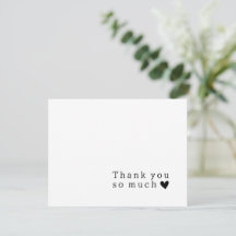Cartão de Agradecimento de Casamento Coração com T