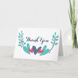 Cartão de Agradecimento de Casamento Corações e Vi