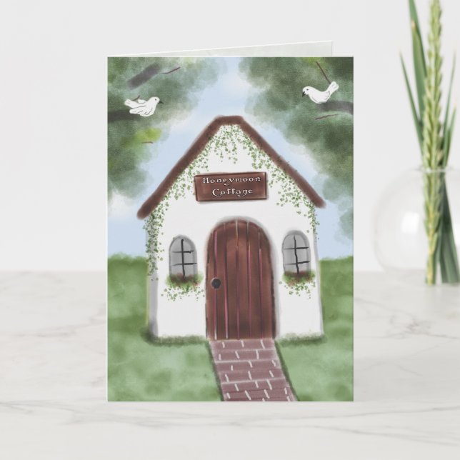 Cartão de Agradecimento de Casamento Cottage Lua d (Frente)
