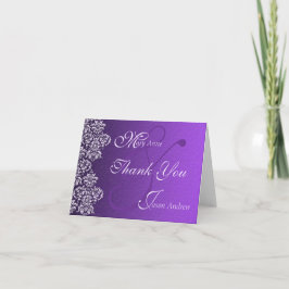 Cartão de Agradecimento de Casamento Damask Roxo R