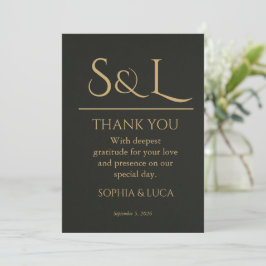 Cartão de Agradecimento de Casamento Dark Luxe Gol