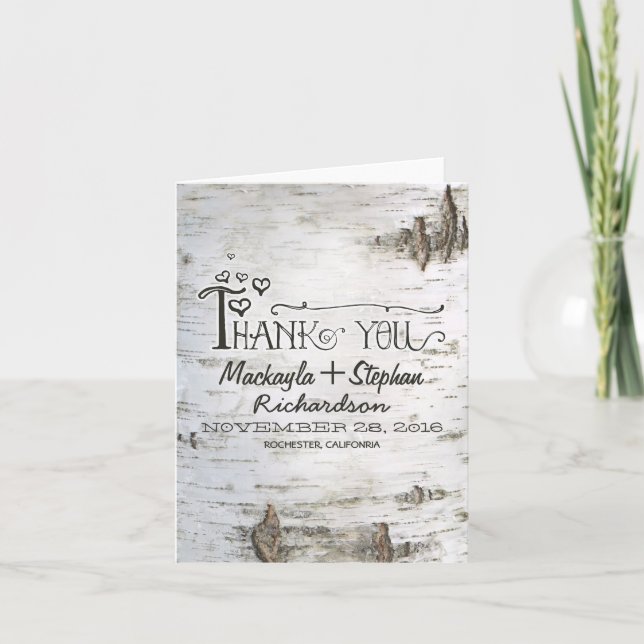 cartão de agradecimento de casamento de casca de b (Frente)