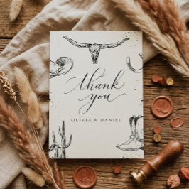 Cartão de Agradecimento de Casamento de Cowboy do 