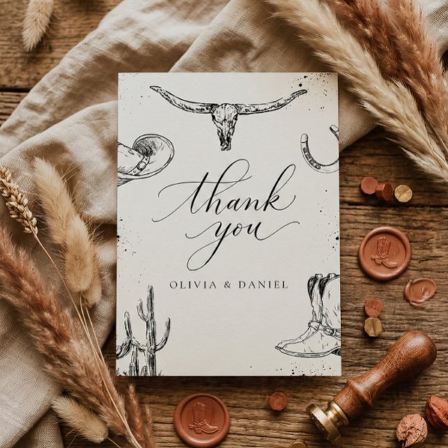 Cartão de Agradecimento de Casamento de Cowboy do  (Criador carregado)