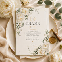 Cartão de Agradecimento de Casamento de Floral de